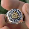 Fashion Punk Mens Gold and Silver Color Viking Stainless Steel Biker Rings Vikings Triangle Odin Nordic Jewelry Size 7-14