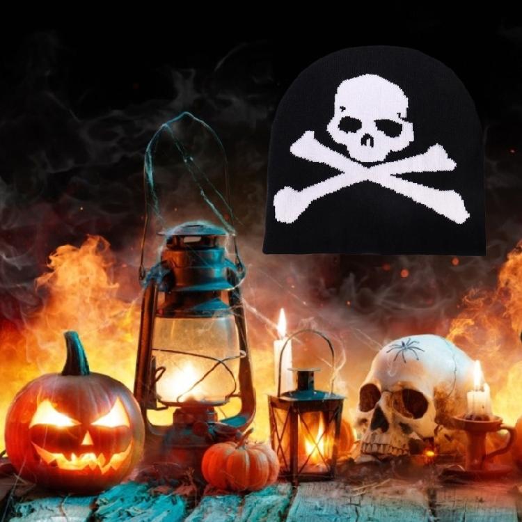 Elastic Windproof Beanies Knitted Hat with Skull Pattern for Adult Keep Ear Warm Hat Cold Weather Skiing Cycling Supply