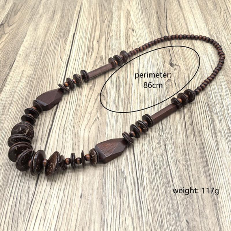 Pendant Vintage Statement Beads Chain Handmade Wood Necklace Choker Long Wooden Jewelry Party Gifts Bohemian Collier