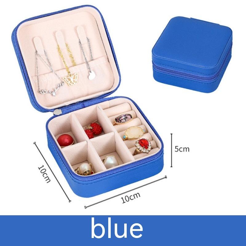 2PC Mini Jewelry Organizer Display Travel Jewelry Zipper Case Boxes Earrings Necklace Ring Portable Jewelry Box Leather Storage