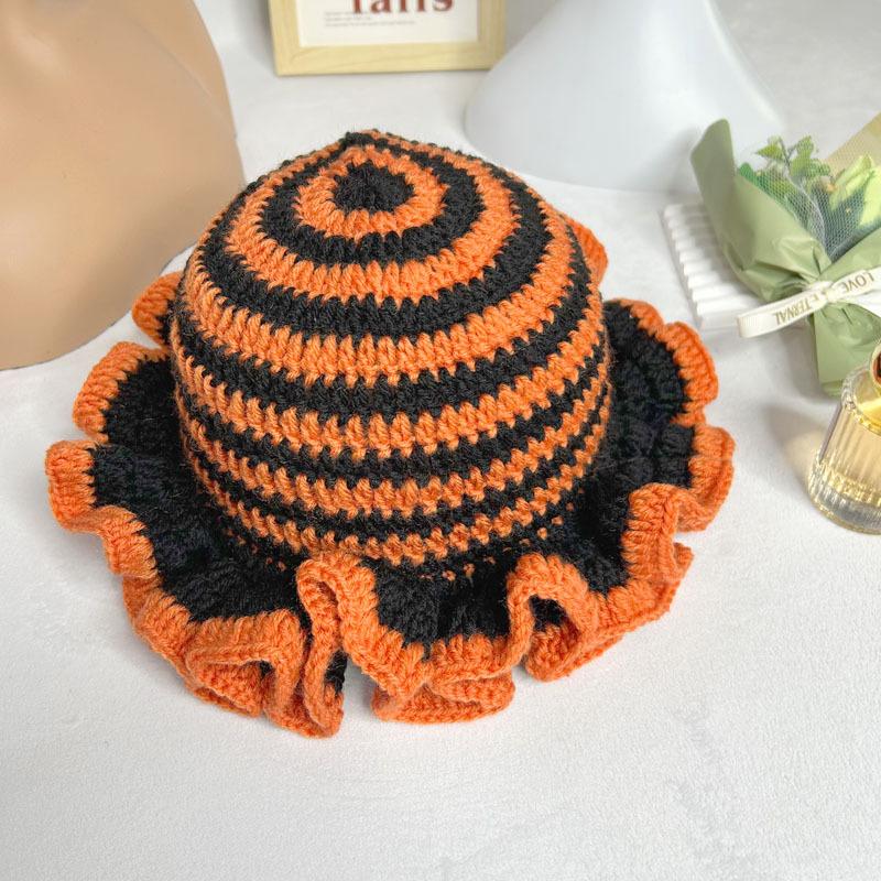 Handmade Crochet Conical Bucket Hat - Ruffled Brim Fisherman Hat for Women, Stylish Sun Protection Cap