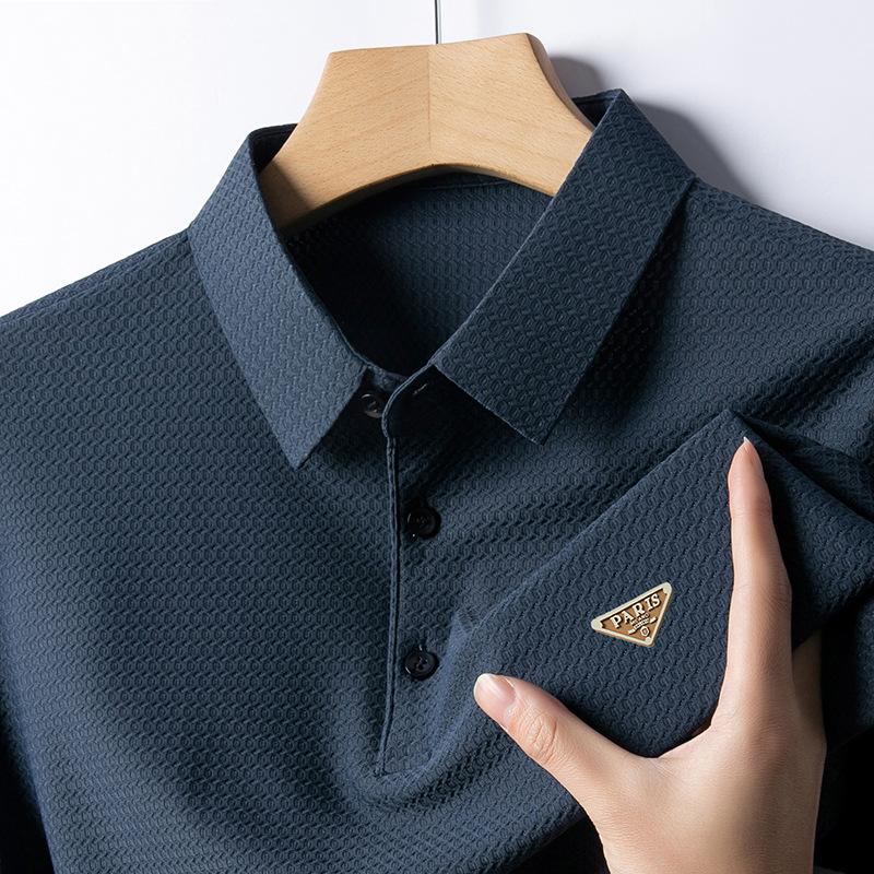 CHARM CLOTHINGS IJszijde Vallende Korte Mouw T-shirt Heren Business Casual Grote Maat Los Koel Poloshirt 40-50 Jaar XL
