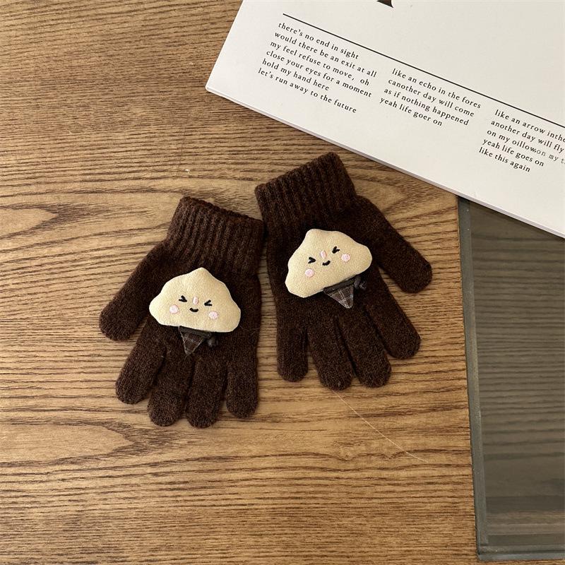Autumn & Winter Cartoon Fingerless Knit Gloves for Boys & Girls - Warm Lamb Protection.