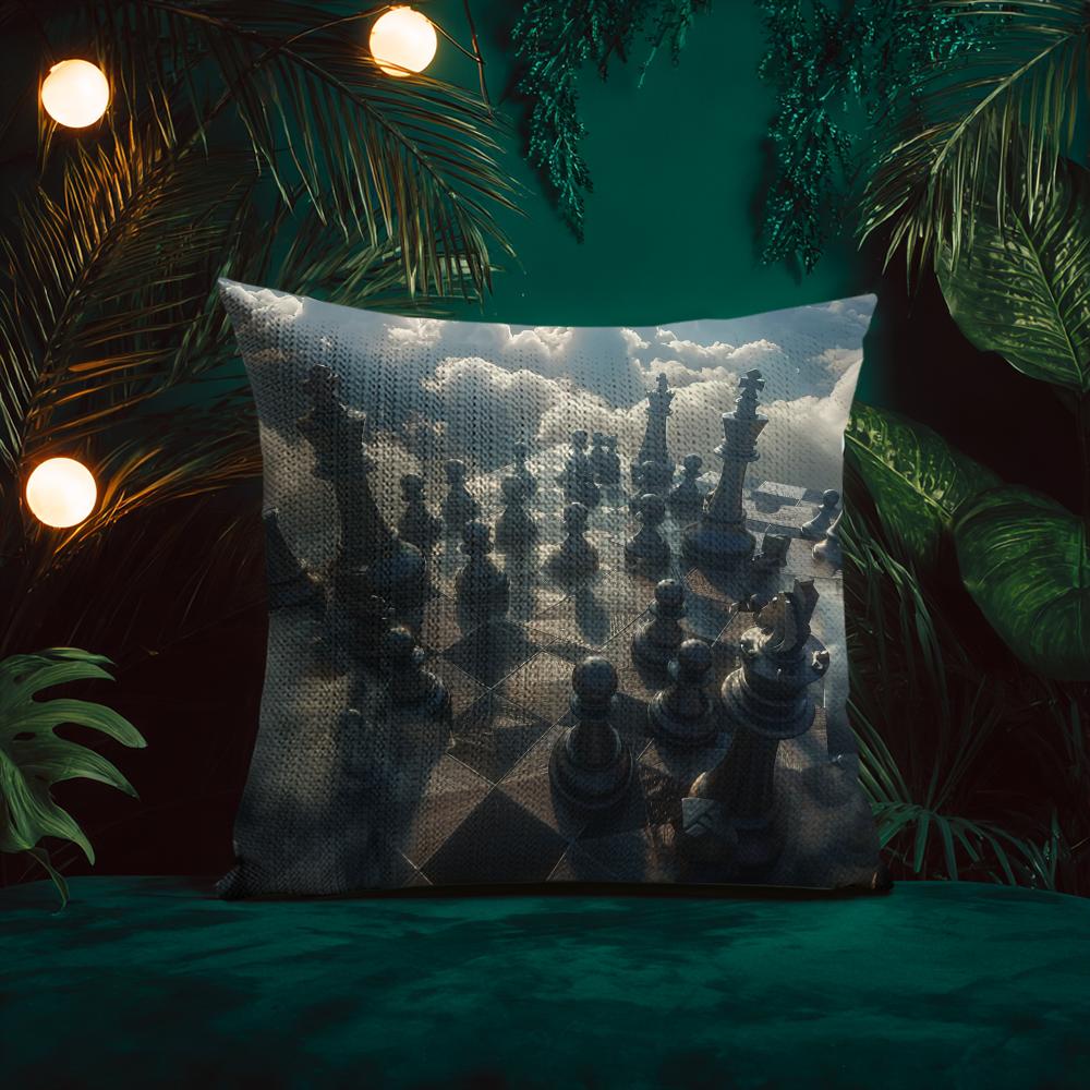 Beautiful Cloud Chess Picture Cushion Cover Silky Elegant Comfort Sofa Bed Invisible Zipper Beach Pillowcase