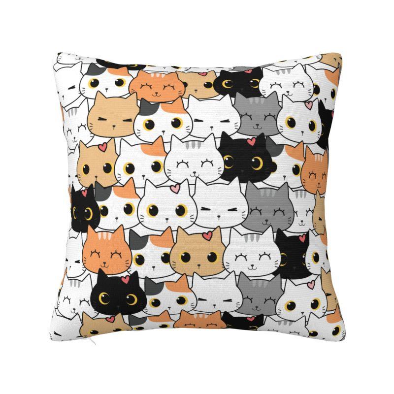 Colorful Cartoon Kitten Cat Throw Pillow Case Home Decorative Luxury Cushions Cover For Sofa Car Square Polyester Pillowcase