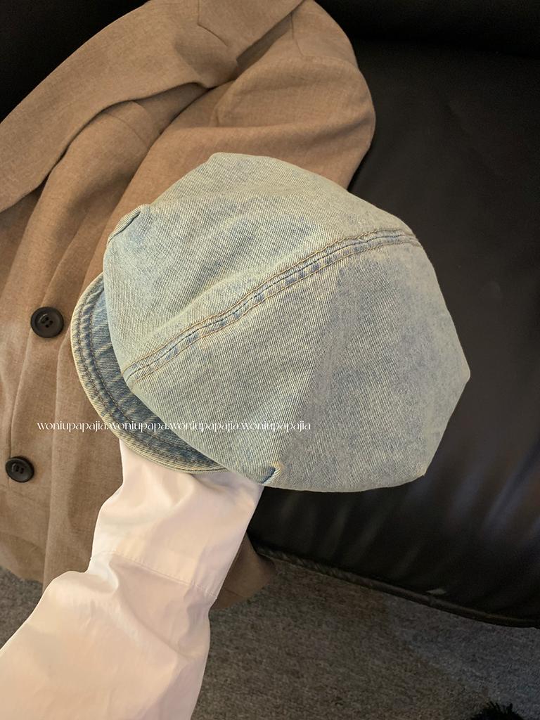 American-style Irregularly Patched Denim Baseball Cap with Holes. Suitable for Various Styles Such As Casual and Korean Style.