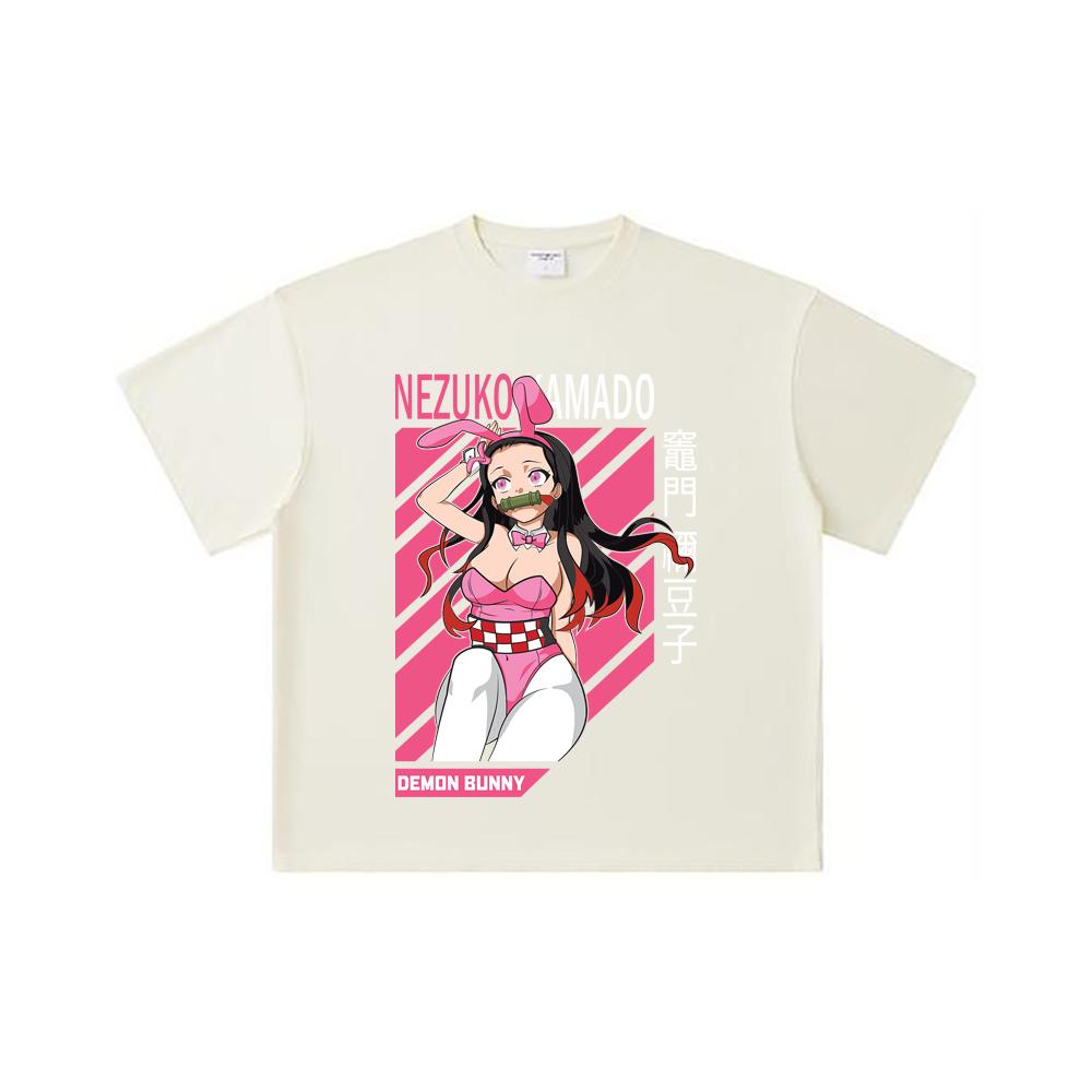 

Хлопковая футболка унисекс плотностью 260 г/м², двойная пряжа, 32-й номер, 100% хлопок, с принтом Nezuko Waifu из Demon Slayer V82 S абрикосовый
