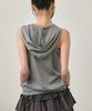 THE GREEN LAB Striped Glam Hooded Sleeveless Top [Light Gray]