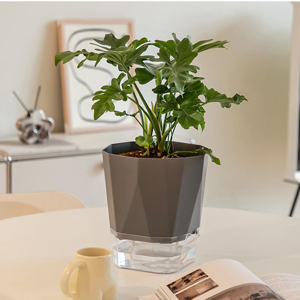 Transparent Double Layer Plastic Flower Pot Self Watering Flowerpot Cotton Rope Watering Plant Pot For Balcony Tabletop