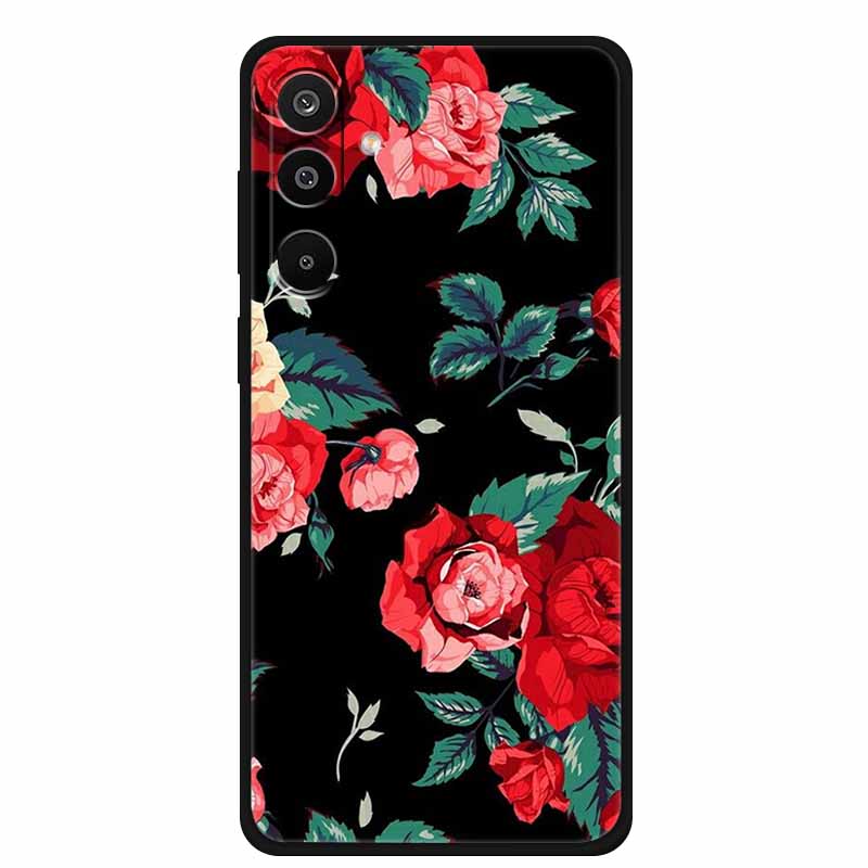 For Samsung Galaxy A36 5G Case Flowers Printed Silicone Phone Cases Cover for Samsung A26 5G TPU Shells A 26 36 Black TPU Coques