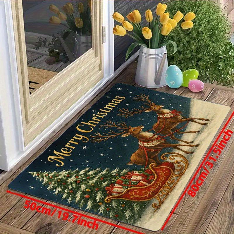 1Pcs Anti Fatigue Kitchen Rugs Christmas Snowy Trees Print Waterproof Non-Slip Thick Cushioned Kitchen Mat Heavy Duty Comfort Standing Mat for Kitchen