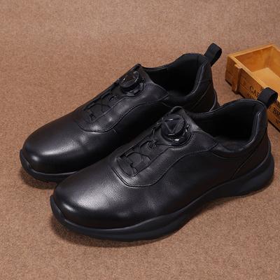 New Top Layer Cowhide Men's Business Sports Outdoor Leisure Round Toe Thick Soled Non Slip Leather Shoes with Rotating Button Leather Shoes