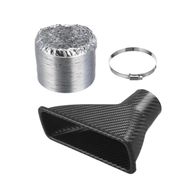 Square/Round Air Intake Vent Car Front Bumper Turbo Air Intake Pipe Kit Universal ABS Turbine Inlet Pipe Automobile Accessories