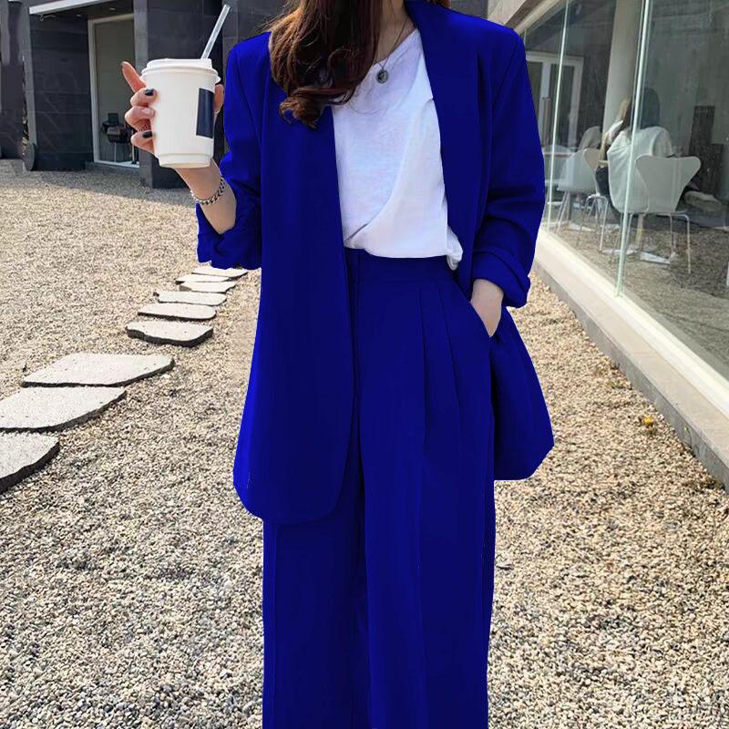 Korean Style 2025 Loose Casual Padded Shoulder Suit Jacket - Multiple Colors