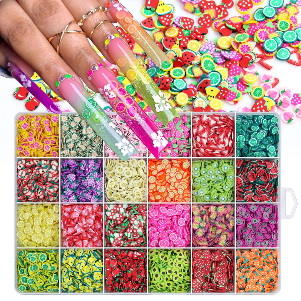 17000Pcs 3D Fruit Slices Polymer Clay Nail Art Decoration Tiny Fruit Slices For Nails DIY Mixed Fruit Flower Slices Sticker