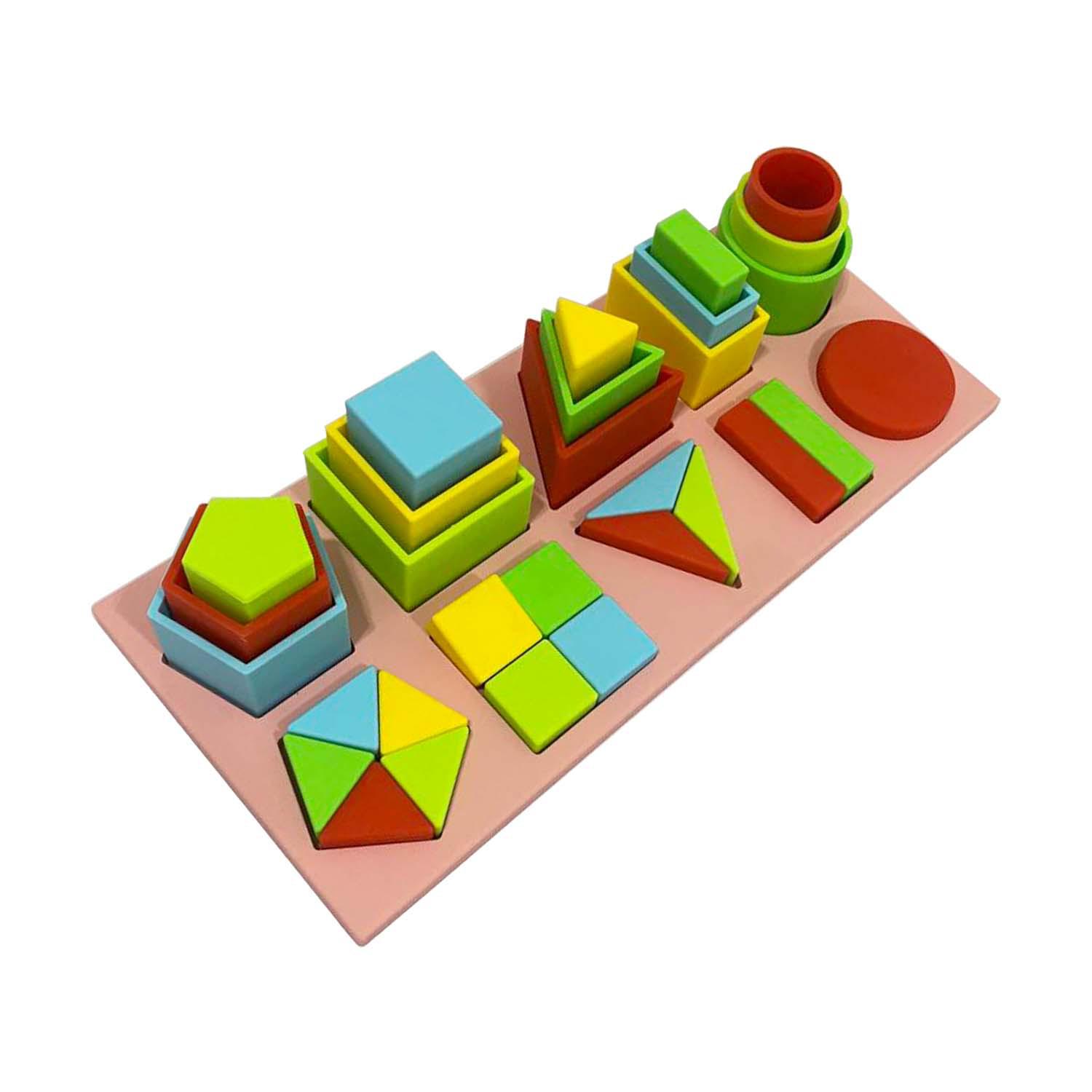

Montessori Toys for Intellectual Development: Colorful, Food-Grade Stacking Toys to Recognize Shapes and Colors