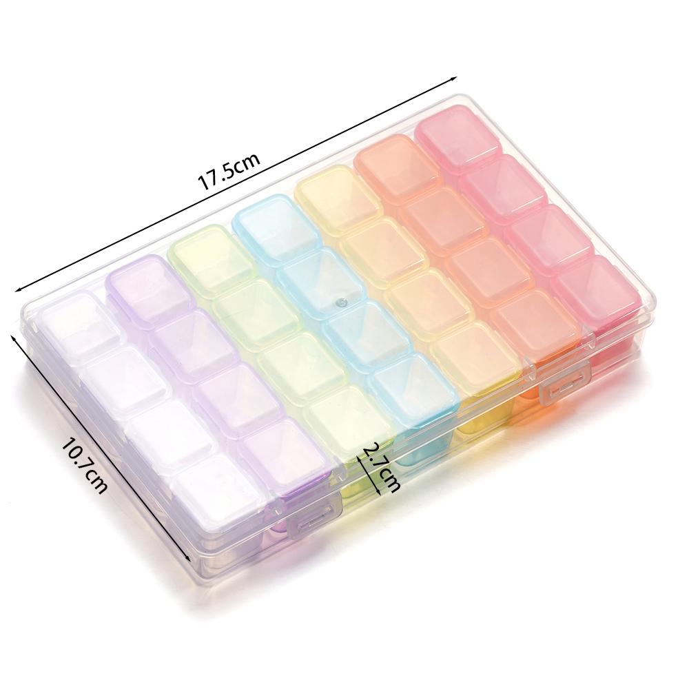 28/56 Girds Adjustable Plastic Storage Box Beads Ring Pendant Box for Jewelry Nail Art Diamond Painting Supplies Container Boxes