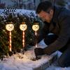 Outdoor Lighting for Courtyard 5Pcs Solar Christmas Yard Stake Light, Waterproof LED Garden Lamp with Lights Snowman Santa Claus Design, Holiday Lawn
