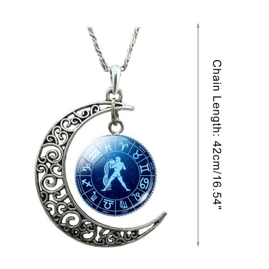 Подвеска в виде полумесяца и медальоном со знаками зодиака Aries