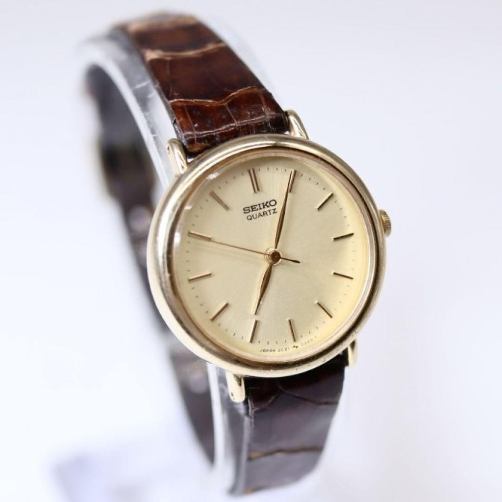 [USED] Seiko Quartz Watch, Gold/Brown Leather, Women's