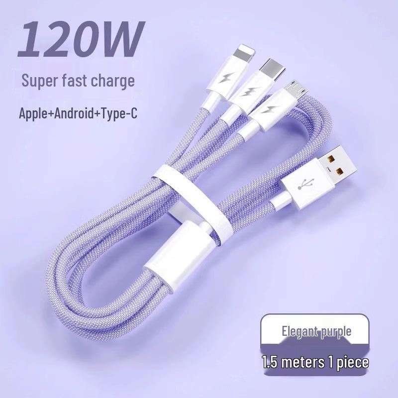 Xueen 120W Fast Three-in-One Multi-Head Charging Cable, 66W Car Compatible, for Apple Devices.