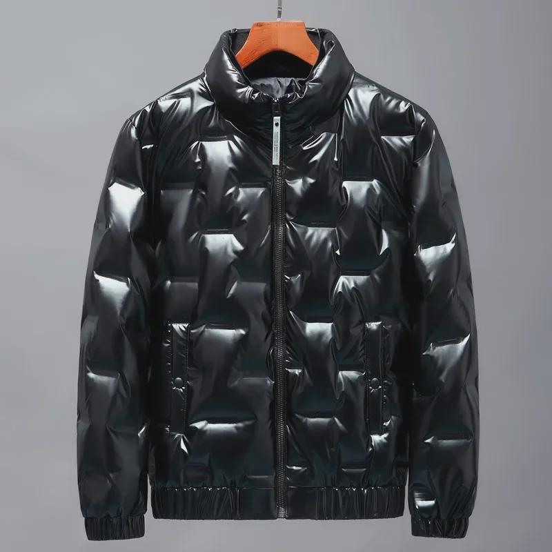 

Мужская блестящая хлопковая куртка с воротником-стойкой, зимняя - 2023 Межсезонье, стиль знаменитостей из Интернета 5XL чёрный
