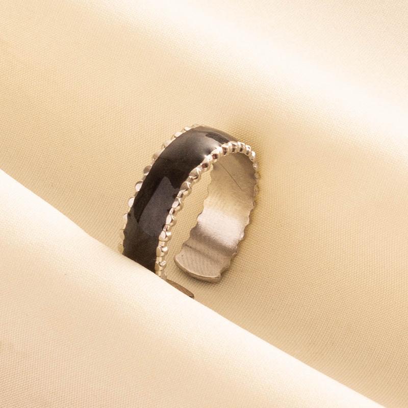 Punk Vintage Black Enamel Ring Stainless Steel Open Rings For Women Men Jewelry Fire Evil Eye Bague Acier Inoxydables Femme Gift