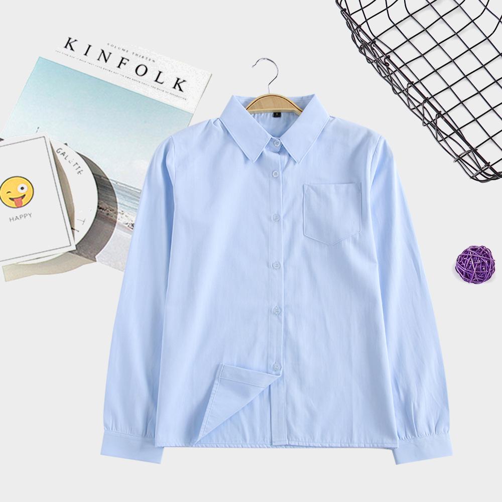 Japanisches JK-Schuluniform-Langarmhemd, weiß, mit spitzem und eckigem Kragen, blickdicht