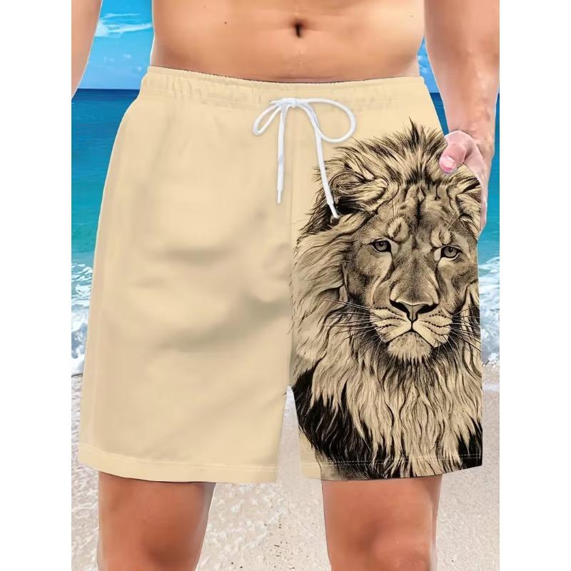 Costume da Bagno da Uomo a Stampa Tigre Leone Drago Asciugatura Rapida Casual Largo Vita con Coulisse Nuovi Pantaloncini Sportivi Estivi Hawaiani