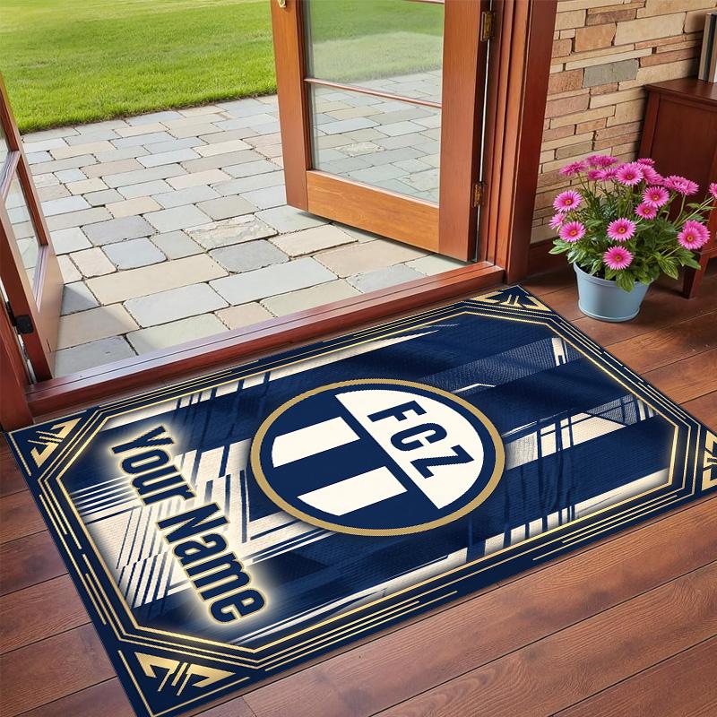 Crystal Velvet Rug Custom Name Text, Soft Non Slip Floor Mat Home DecorFC Zürich