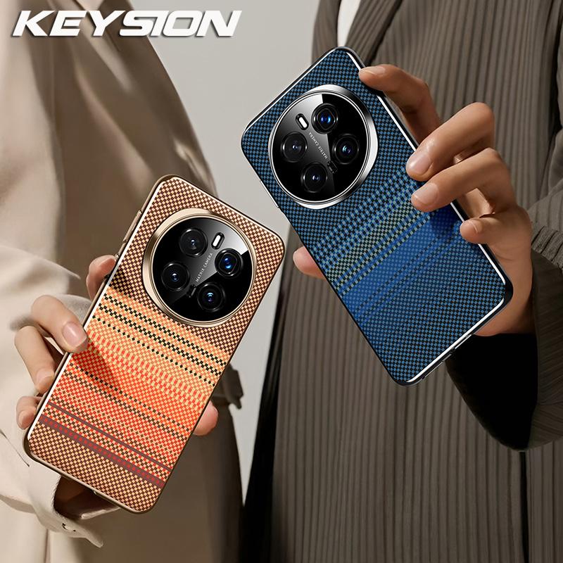 KEYSION Luxury 3D Color Relief Woven Pattern PU Leather Phone Case for Huawei HONOR Magic 7 Pro 5G Plating Shockproof Back Cover