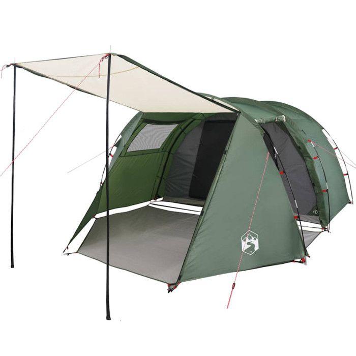 VidaXL Tunnel Camping Tent 4 Persons, Shade Tent with Carry Bag, Camping Awning, Garden Shelter, Green 94397