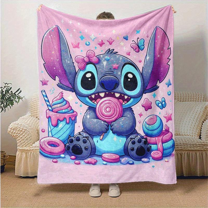1pc Cute Stitch Printing Blanket - Soft, All-Season Throw for Living Room, Bedroom,Personalized Gift with Adorable Cartoon Design