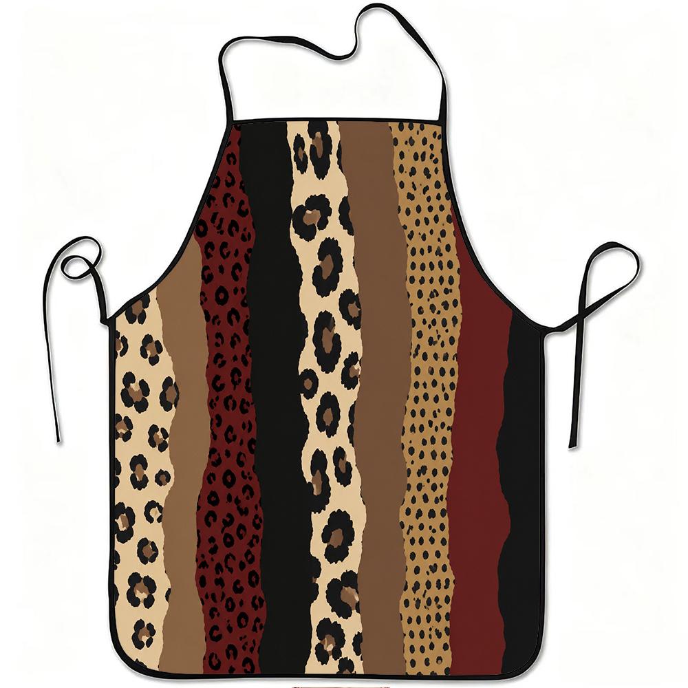 1pc Leopard Stripes Animal Print Apron, Durable And Easy to Clean, Adjustable Waistband, Polyester Material, for Kitchen Cooking, Gardening, Orchard P