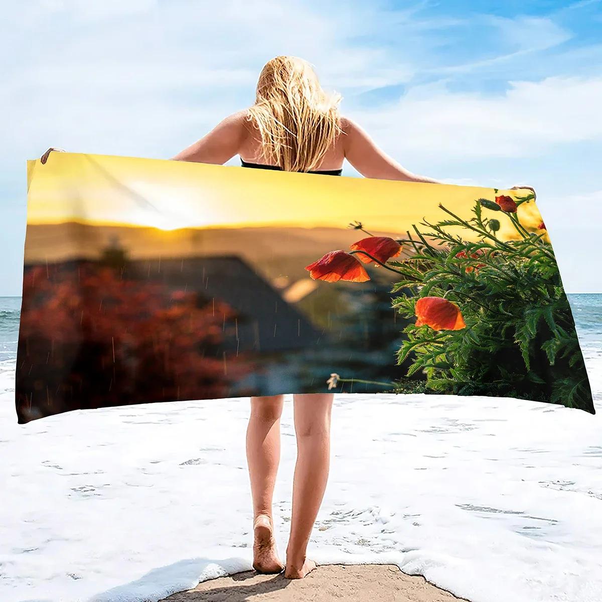 

Oversized Beach Towel Flower Extra Large Pool Swim Travel Soft Towel Blanket for Adult Camping Cruise Lounge Chair Cover Gift W40*H60(CM)