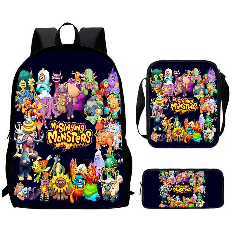 Zaino Anime Periferico My Singing Monster Borse Scolastiche da Uomo e da Donna