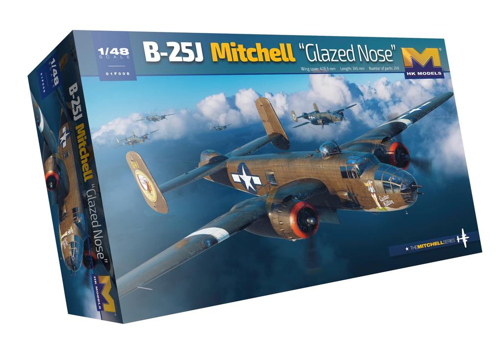 HK Models US Mitchell Glassnose Plastic Model Kit 01F008 1/48 B-25J (Molded Color)