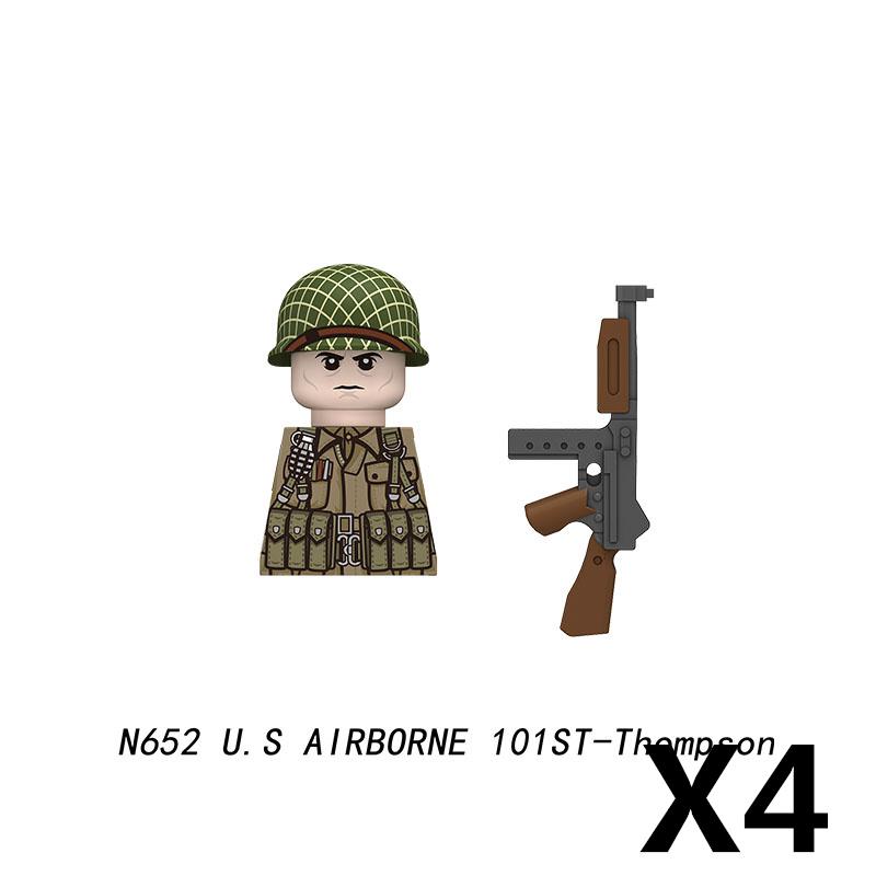 Military Soldier Figure Building Blocks British US French Army Weapons 101 Airborne Division Officer Infantry M1 Toys Gifts D126