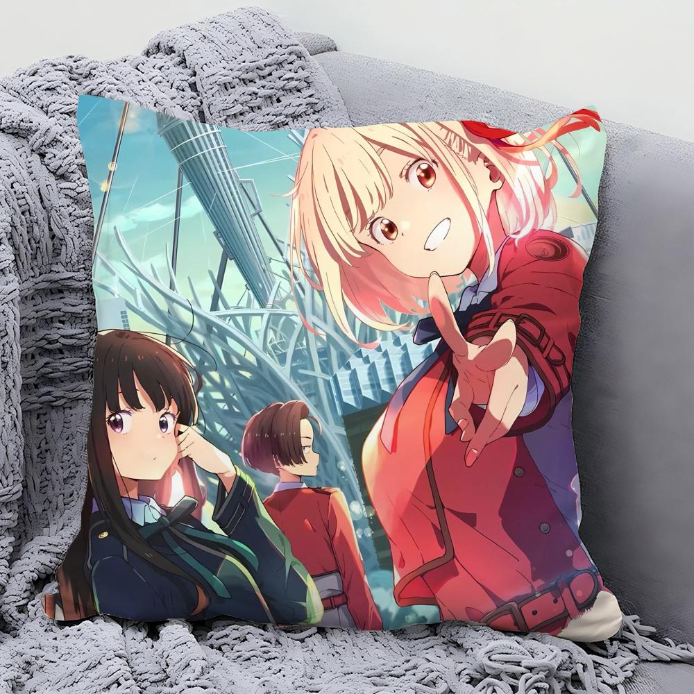 Lycoris Recoil Animation Pillow Case Square Pillow Bedroom Sofa Leisure Comfort Cushion Car Living Room Home Decoration 40X40