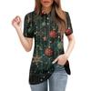 Women's Fashion Casual Lapel Short Sleeve Print Shirt Women's Button Up Tops