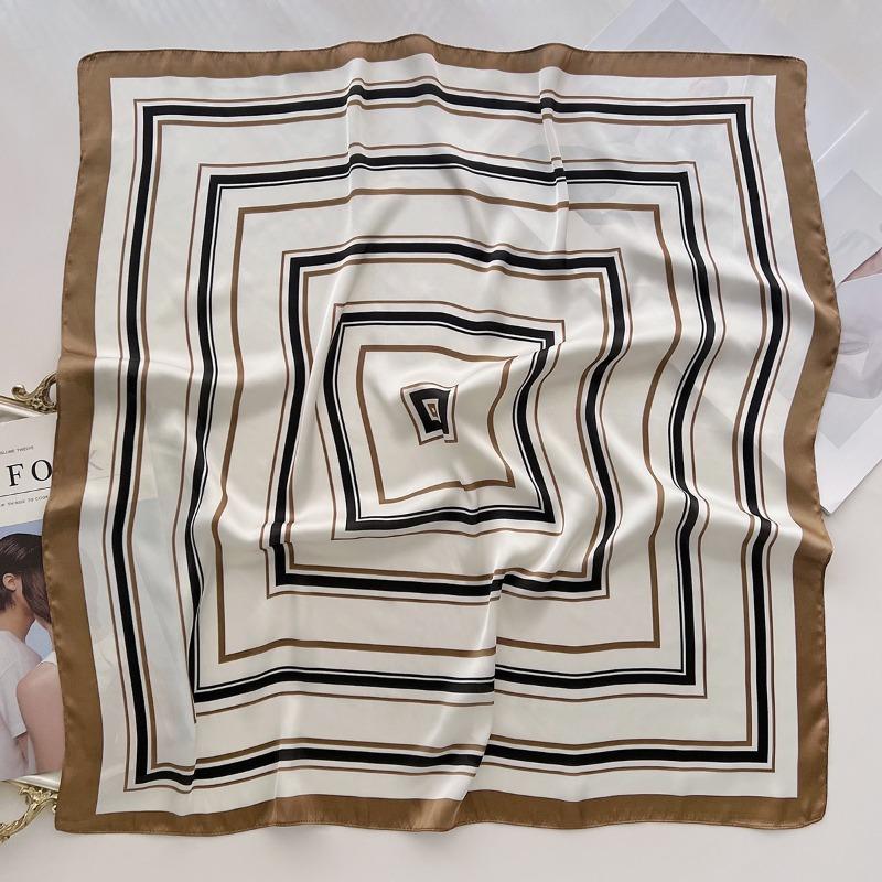 68Cm Striped Pattern Scarf Women'S New Spring And Autumn Style Fashionable Scarf Trendy And Versatile Shawl Headscarf