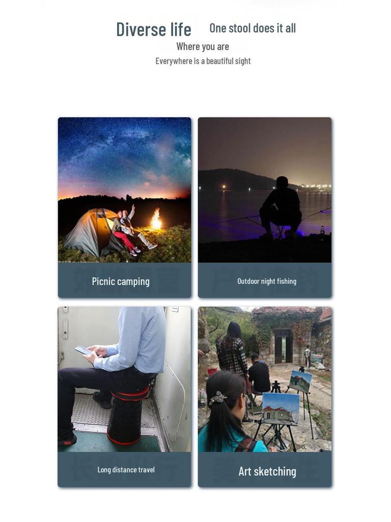 Liancai Składany Teleskopowy Stołek Tęczowy - Przenośne Krzesło Outdoorowe dla Dzieci na Kemping
