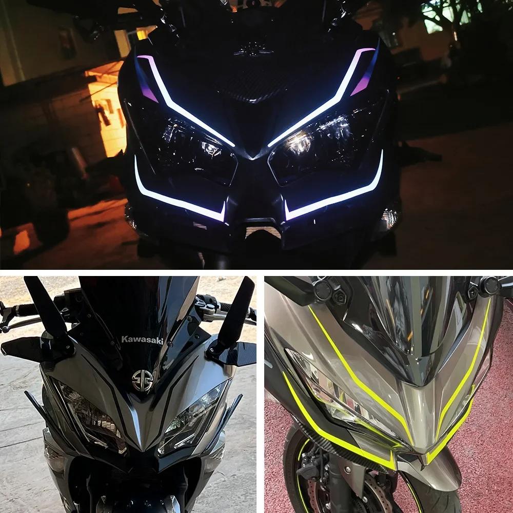 Motorcycle Fairing Sticker Decoration Reflective Cool Front Pull Headlight Decals for Kawasaki Ninja NINJA400 H2 H2SX