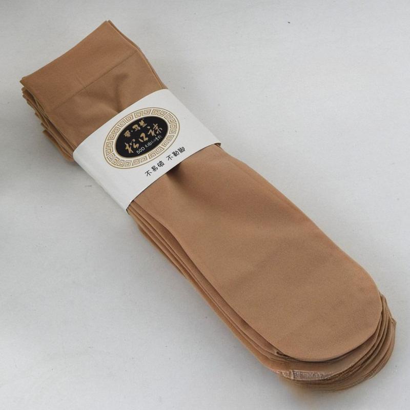 10 Pairs of Thick Women's Silk Stockings with Anti-slip and Anti-hook Properties. Summer Loose-mouth Short-tube Steel Wire Stockings.
