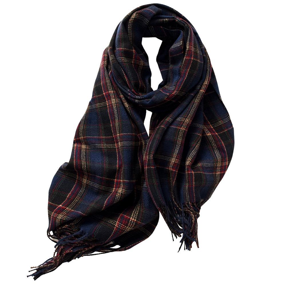 

180*68cm Imitation Cashmere Scarf Vintage Plaid Printed Preppy Style Neck Warmer Wrap Comfortable Women s Wraps Shawl темно-синього кольору