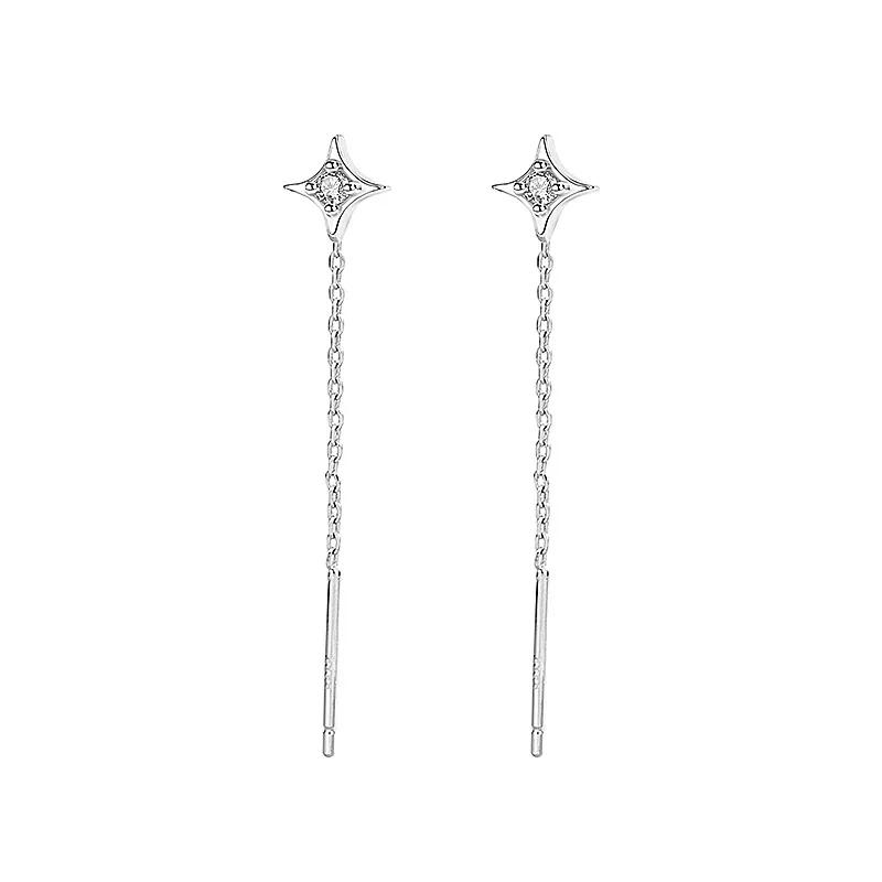 

Silver Color Geometry Chic Star Zircon Luck Drop Earring for Women Fashion Jewelry High Luxury Vintage Accessories