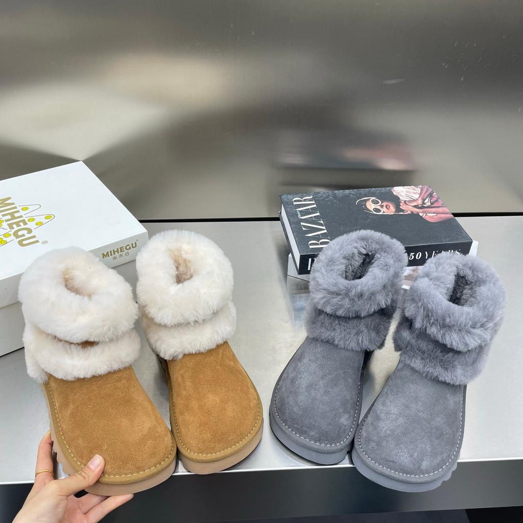 Winter velvet snow boots women's 2025 new Maillard platform heightening short boots versatile cold-proof warm cotton shoes