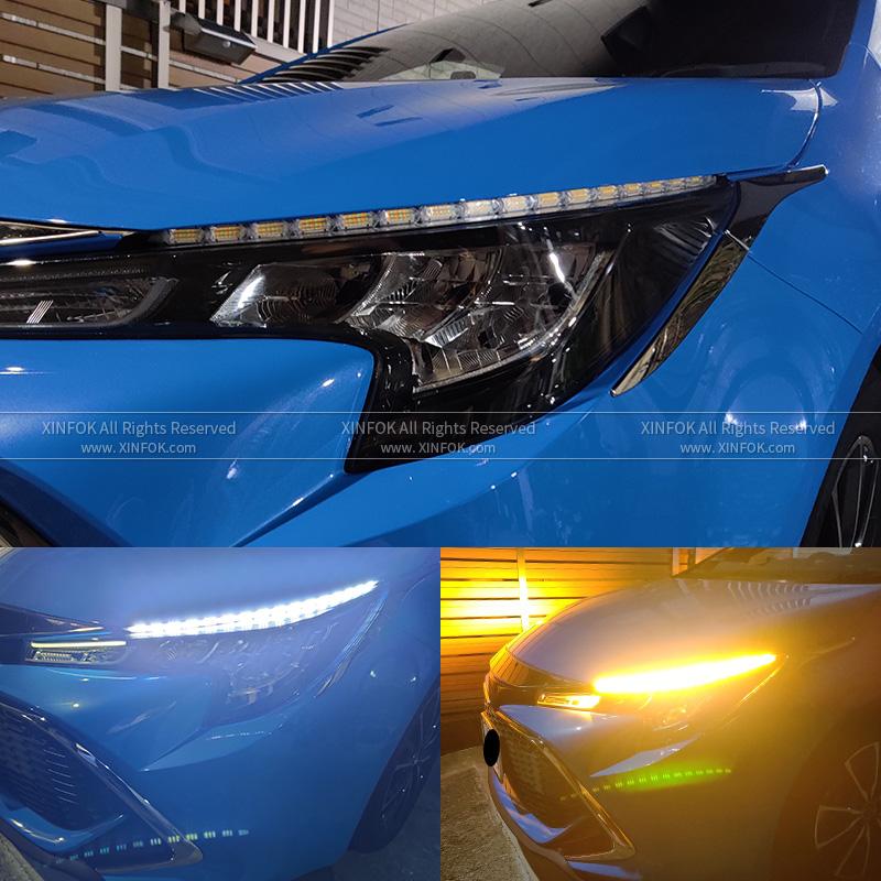 2PCS  LED DRL Car Flowing Light Flexible Waterproof Strip Auto Headlights for Car Driving Light 12V