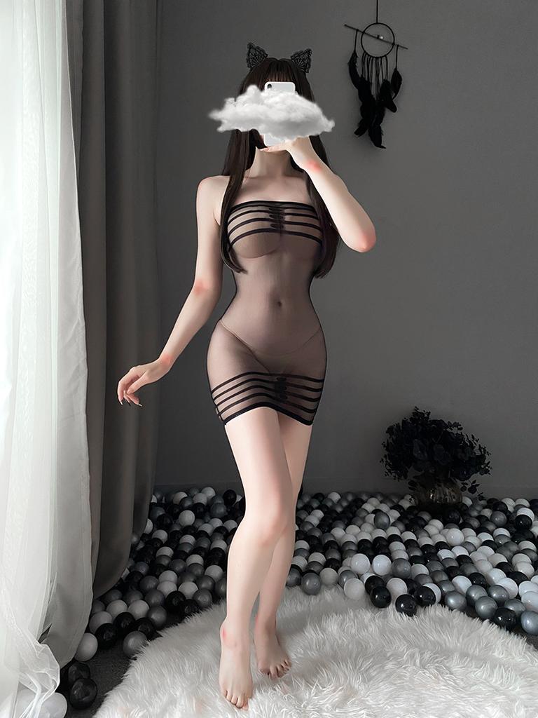 Women Sexy Lingerie Dress Babydoll See through Fishnet Dress Porno Erotic Costume Sleepwear Nightgown Sex Underwear