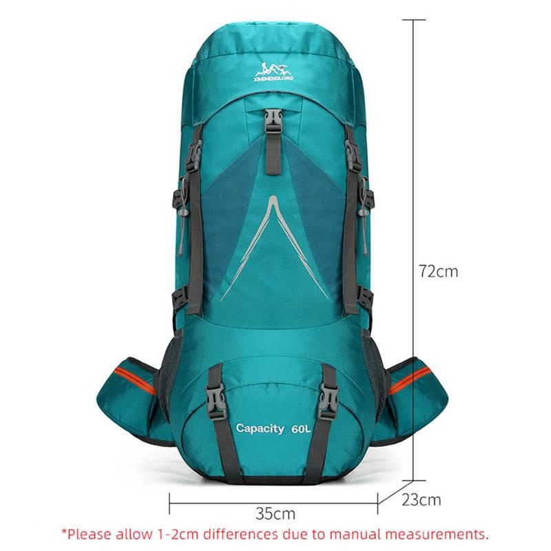 60L Camping Backpack Large Capacity Men Outdoor Sports Climbing Bag Waterproof Mountaineering Hiking Cycling Trekking Rucksack